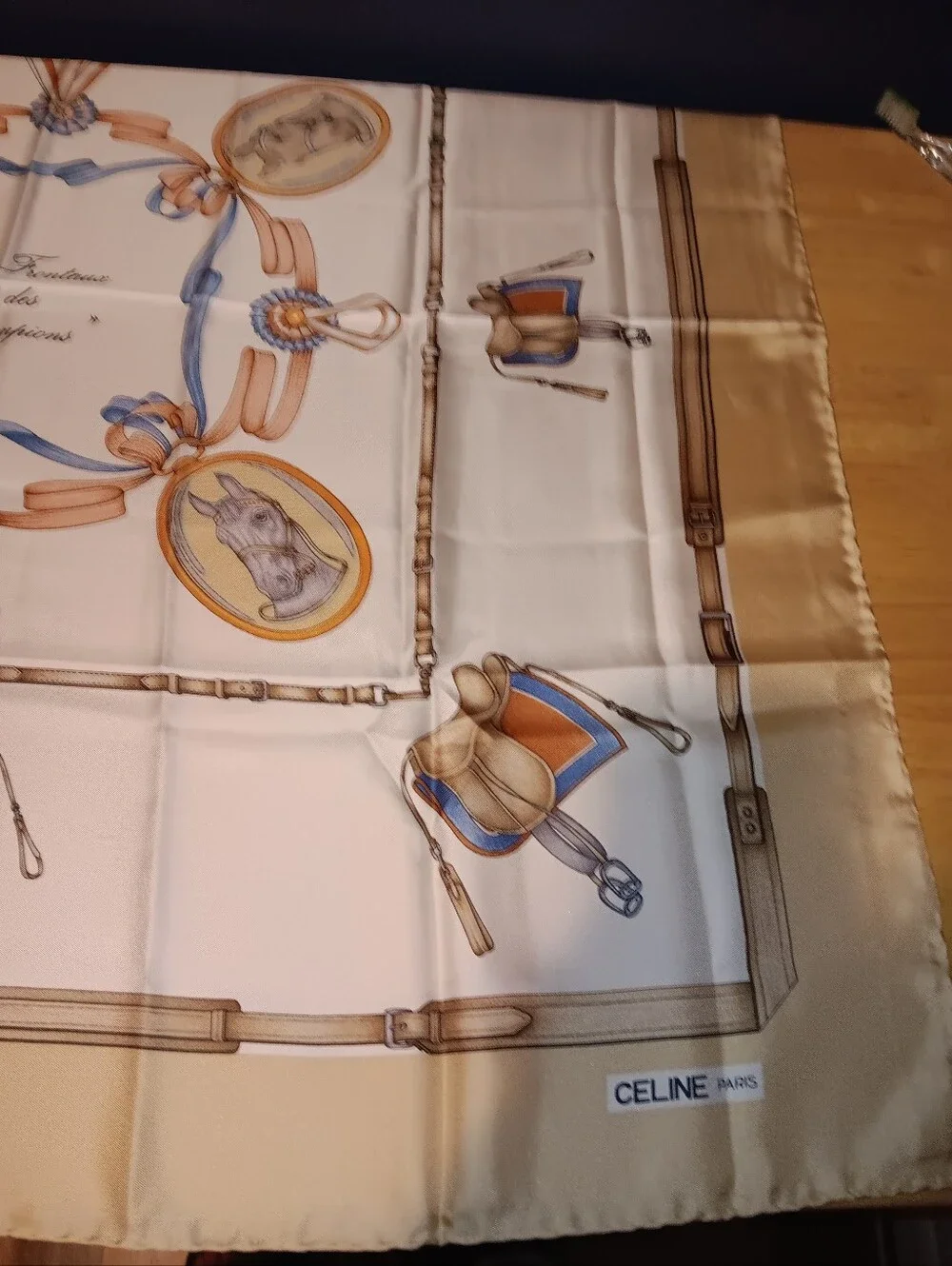 Celine Equestrian Motif Silk Scarf
